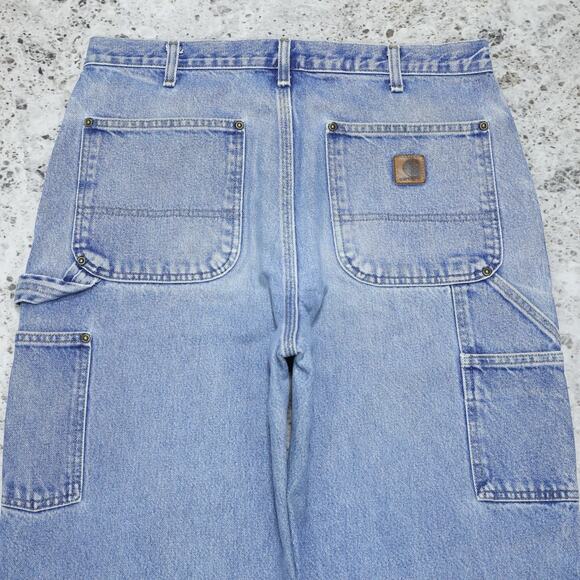 Vintage Carhartt B73 DST Faded Blue Jeans Denim Double Knee Carpenter Pant 32x29 - Picture 14 of 16